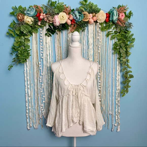 NWOT Free People One Monarch Gauze Top large - Picture 4 of 8